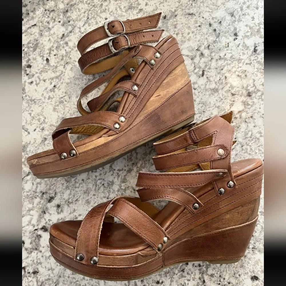 SOLD Bed Stu Juliana Tan Rustic Genuine Leather Strappy Sandals Sz 10 - Picture 7 of 14